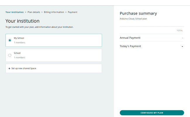 Select the institution space