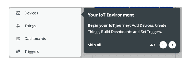Cloud left bar IoT components